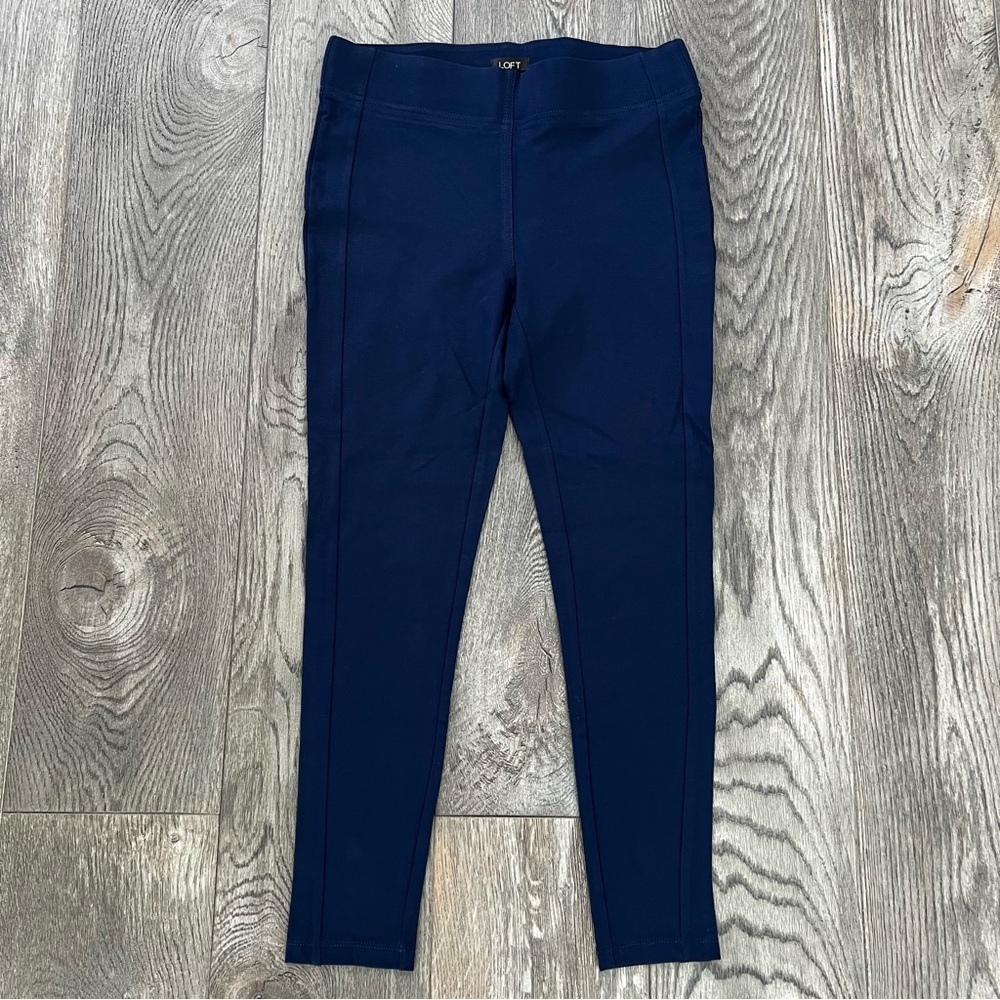 ANN TAYLOR LOFT NWT Ponte Knit Pull On Ankle Pants Navy Blue Size M